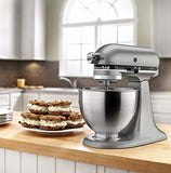 KitchenAid KSM75SL Classic Plus 4.5-Qt. Tilt-Head Stand Mixer, Silver
