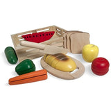 Melissa & Doug Bundle Includes 2 Items Cutting Food- Play Food Set with 25+ Hand-Painted Wood Pieces, Knife, and Cutting Board Pizza Party Wooden Food Set with 54 Toppings