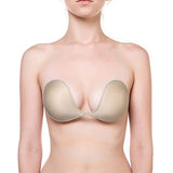 NuBra L398 Feather Lite Push Up Plunge Adhesive Bra, Cup B,Nude