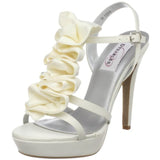 Dyeables Women's Ivy Ankle-Strap Sandal,Ivory Satin,10 B US