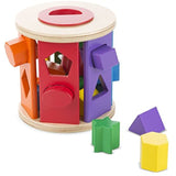 Melissa & Doug Shape Sorting Drum Classic Toy & 1 Scratch Art Mini-Pad Bundle (09041)