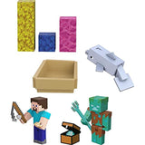 Minecraft Treasure Hunt Adventure Pack Figures, Accessories and Papercraft Blocks, Complete Play in a Box, Toy for Kids Ages 6 Years and Older