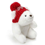 GUND Mini Snuffles with Knit Hat Teddy Bear Christmas Stuffed Plush Holiday Bear, White, 5"