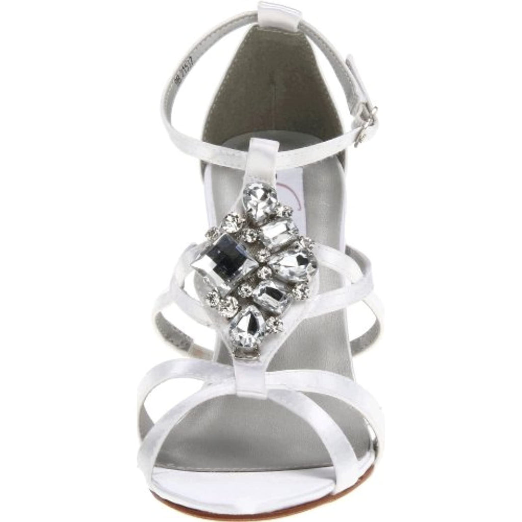 Dyeables Women's Heidi Leather Sandal,White Satin,7 B US