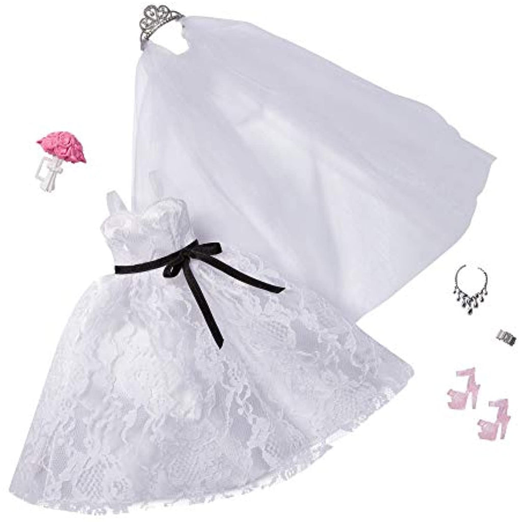 Barbie Fashion Pack: Bridal Outfit Doll with Wedding Dress, Veil, Shoes, Necklace, Bracelet & Bouquet, Gift for Kids 3 to 8 Years Old