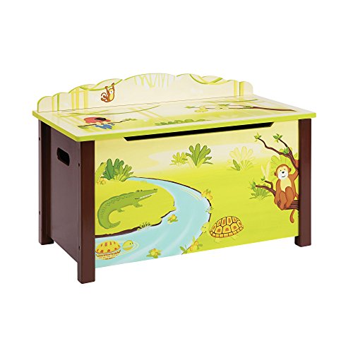 Guidecraft Wood Hand-painted Jungle Party Toy Box G86904