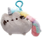 GUND Pusheenicorn Pusheen Unicorn Cat Plush Stuffed Animal Backpack Clip, Gray, 4.5"
