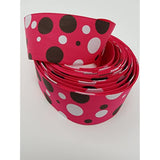 Polyester Grosgrain Ribbon for Decorations, Hairbows & Gift Wrap by Yame Home (1 1/2-in by 3-yds, 00026769 - Brown & White Polka Dots w/Pink background)