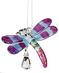 Woodstock Chimes Rainbow Maker Fantasy Glass Dragonfly Suncatcher, Autumn Violet
