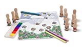 Melissa & Doug Deluxe Happy Handle Stamp Set With 10 Stamps, 5 Colored Pencils, and 6-Color Washable Ink Pad