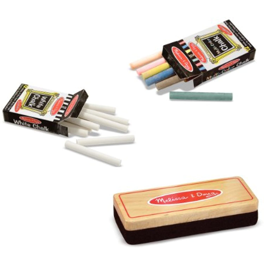 Melissa & Doug Eraser and Chalk Set With 24 Chalk Sticks and Wood-Handled Felt Eraser