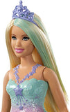 Barbie Dreamtopia Princess Doll, Approx 12-Inch Blonde with Blue Hairstreak Wearing Rainbow Outfit and Tiara, for 3 to 7 Year Olds