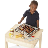 Melissa & Doug Grill & Serve BBQ Set: Wooden Play Food Set & 1 Scratch Art Mini-Pad Bundle (09280)