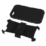 Apple iPhone 5 Case - Black Hybrid Holster Skin Cover+Hard Case with Stand Clip (GSM, CDMA)