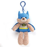 Gund DC Universe Fuzzy Bear Batman Plush Backpack Clip, 6.5", Tan