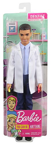 Barbie Ken Dentist Doll, Brunette, Wearing Professional Dental Coat, 2 Dental Toothbrush and Toothpaste Accessories