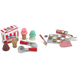 Melissa & Doug Slice and Bake Wooden Cookie Play Food Set Wooden Scoop and Serve Ice Cream Counter (28 pcs) - Play Food and Accessories