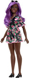 Barbie Fashionistas Doll with Purple Hair Wearing Black Floral Dress, for 3 to 8 Year Olds