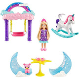 Barbie Dreamtopia Chelsea Princess Doll & Fairytale Sleepover Playset with Loft Bed, Swing, Moon Chairs & Unicorn Rocking Horse, Gift for 3 to 7 Year Olds