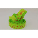 Polyester Grosgrain Ribbon for Decorations, Hairbows & Gift Wrap by Yame Home (7/8-in by 5-yds, 0611070106 - tiny red polka dots w/green background)