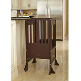 Guidecraft Contemporary Kitchen Helper Stool - Espresso: Adjustable Height, Folding Safety Step Stool Tower for Children, Little Kids Kitchen Furniture
