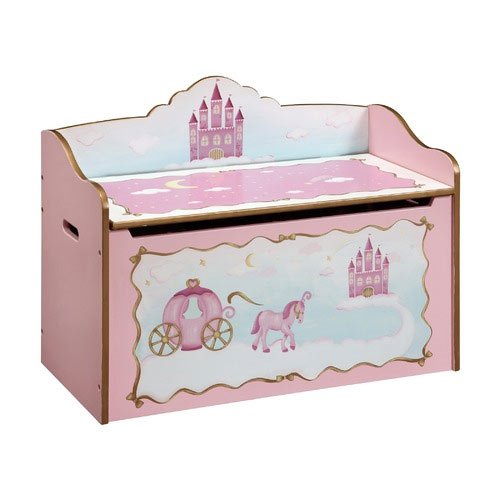 Guidecraft Hand-painted Princess Toy Box - Toy Storage, Chest, Kids Furniture