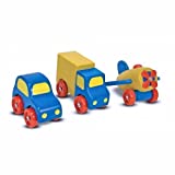 Melissa & Doug Deluxe Wooden First Vehicles Set With Truck, Car, and Airplane