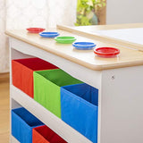 Guidecraft Arts and Crafts Center: Kids Activity Table and Drawing Desk with Stools, Storage Bins, Paper Roller and Paint Cups - Children's Wooden Learning Furniture