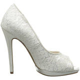 Touch Ups Women's Classy Platform Pump,White Satin/Lace,10.5 M US