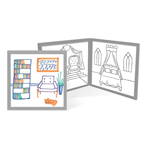 Melissa & Doug Magnetivity Magnetic Tiles Building Play Set – Draw & Build Castle (15 Pieces, 8 Panels, 4 Dry-Erase Markers)