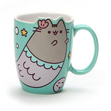 Enesco Pusheen Mermaid Mug bundle with Mermaid Tray and Meowmaid Stickers