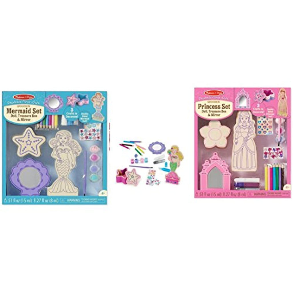 Mermaid Set and Princess Set Decorate Your Own 3 Pc Craft Set Bundle