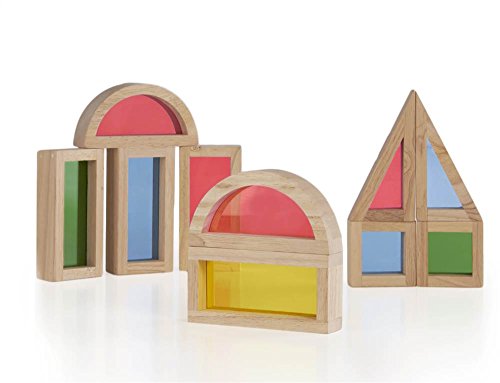 Guidecraft Rainbow Blocks Set - 10 Pcs. Kids Learning & Educational Toys, Stacking Blocks
