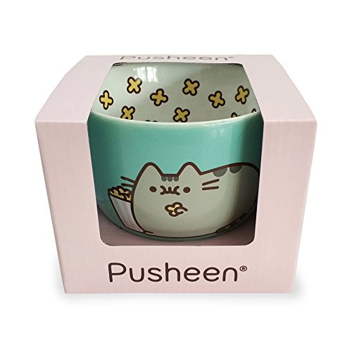 Pusheen by Our Name is Mud Stoneware Popcorn Snack Bowl, Green, 4"