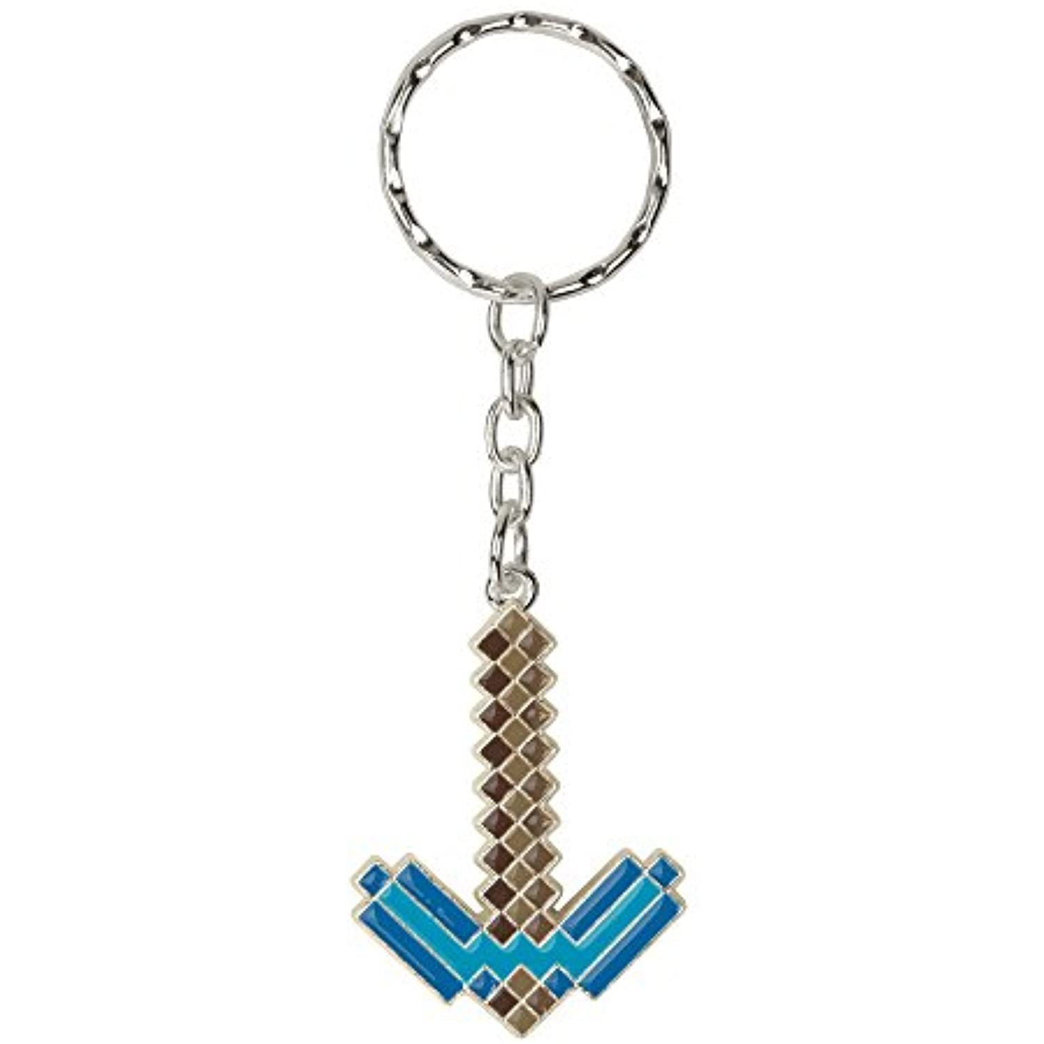JINX Minecraft Diamond Pickaxe Metal Key Chain, Metallic with Enamel Fill, One Size