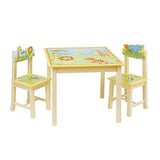 Guidecraft Wood Hand-painted Savanna Smiles Table & Chairs Set - Kids Study & Activity Table