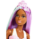 Barbie Doll, Rainbow Princess Look with Extra Long Purple and Blue Hair, Plus Hairbrush, for 3 to 7 Year Olds