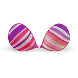 NuBra Aphrodite Printed Fabric Silicone Gel Adhesive Bra Cups (B, Pink/Purple Stripes)