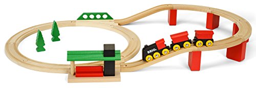 BRIO World  33424 - Classic Deluxe Railway Set - 25 Piece Wood Train Set with Accessories and Wooden Tracks for Kids Ages 2 and Up