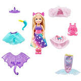 Barbie Dreamtopia Chelsea Doll and Dress-Up Set with 12 Fashion Pieces Themed to Princess, Mermaid, Unicorn and Dragon, Gift for 3 to 7 Year Olds