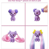 Barbie Color Reveal Glitter! Hair Swaps Doll, Glittery Pink with 25 Hairstyling & Party-Themed Surprises Including 10 Plug-in Hair Pieces, Gift for Kids 3 Years and older