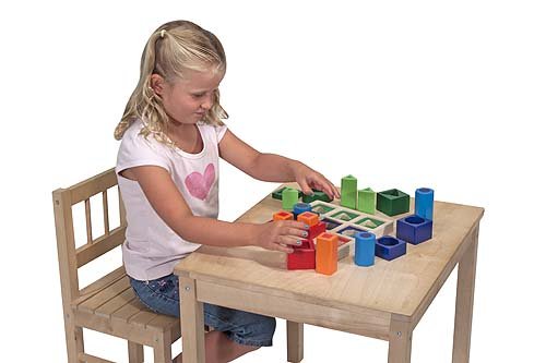 Melissa & Doug 18-Piece Wooden Shape Sequence Sorting Set + Free Scratch Art Mini-Pad Bundle