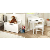 Melissa & Doug Wooden Toy Chest - White & Wooden Lift-Top Desk & Chair - White