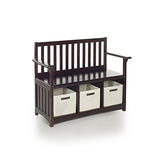 Guidecraft Classic Storage Bench with Bins - Espresso: Bins Storage Cubby, Kids Toys Organizer, School Educational Supply Furniture