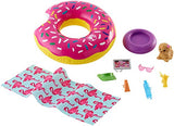 Barbie Outdoor Furniture Set with Donut Floatie (Really Floats), Water-Squirting Puppy Toy and 8 Themed Accessories