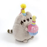 GUND Pusheen Snackable Birthday Cupcake Cat Plush Stuffed Animal Backpack Clip, Gray, 5"