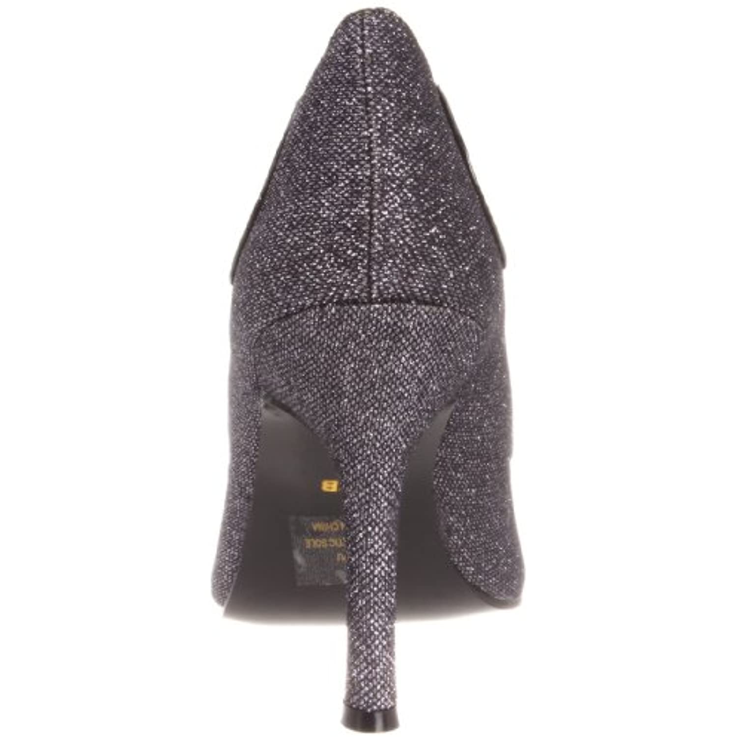 Dyeables Women's Tessa Synthetic Peep-Toe Pump,Black Shimmer,8.5 M US