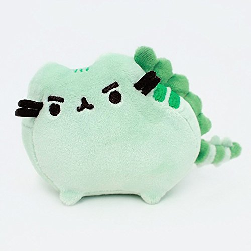 GUND Pusheen Pusheenosaurus Dinosaur Cat Plush Stuffed Animal Backpack Clip, Green, 4.5"