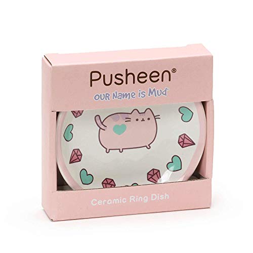 Pusheen by Our Name is Mud Pusheen Pink Trinket Tray Stoneware Dish, 4 Inches