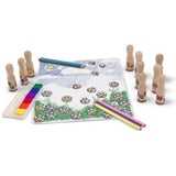 Melissa & Doug Deluxe Happy Handle: Wooden Stamp Set & 1 Scratch Art Mini-Pad Bundle (02306)